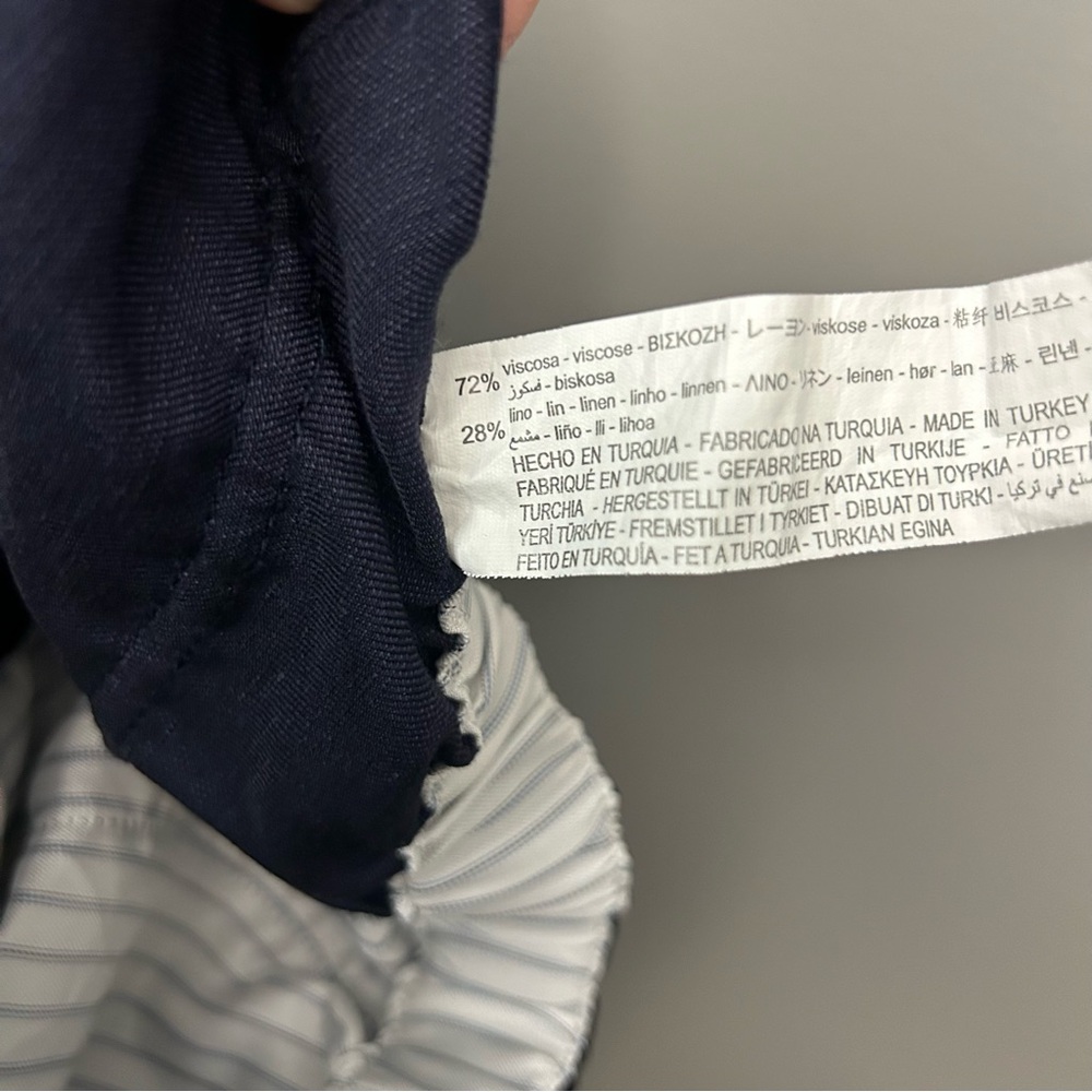 Zara Navy Linen/Viscose Blend Pants Size Small - Picture 5 of 5